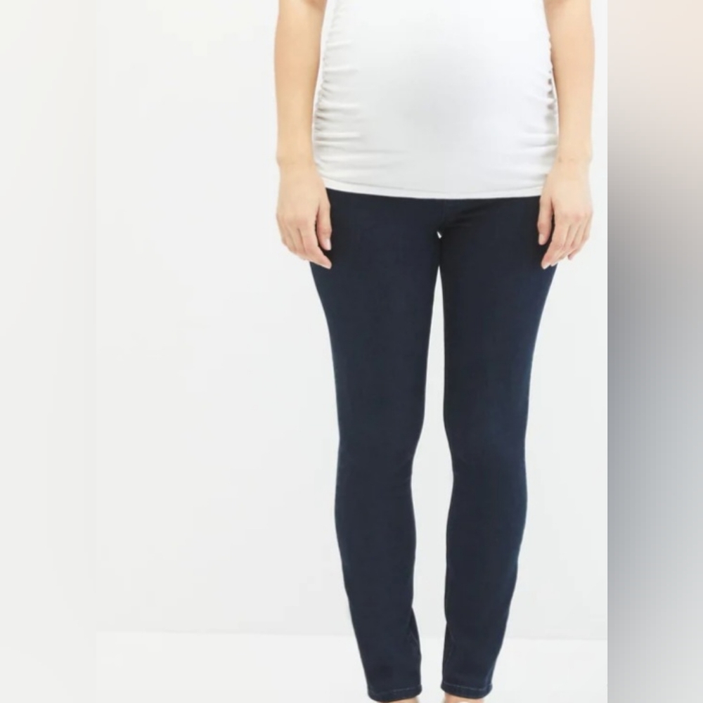 Motherhood Maternity Women's Indigo Blue Stretch Dynashape Belly Straight Jean